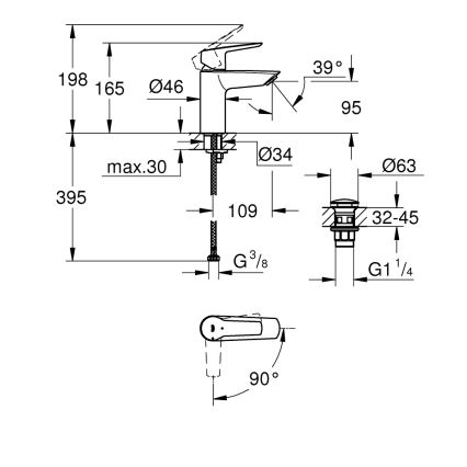 GROHE 23551002 - Umývadlová batéria START, veľkosť S, lesklý chróm