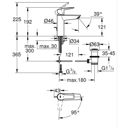 GROHE 235522432 - Umývadlová batéria START 192 mm čierna