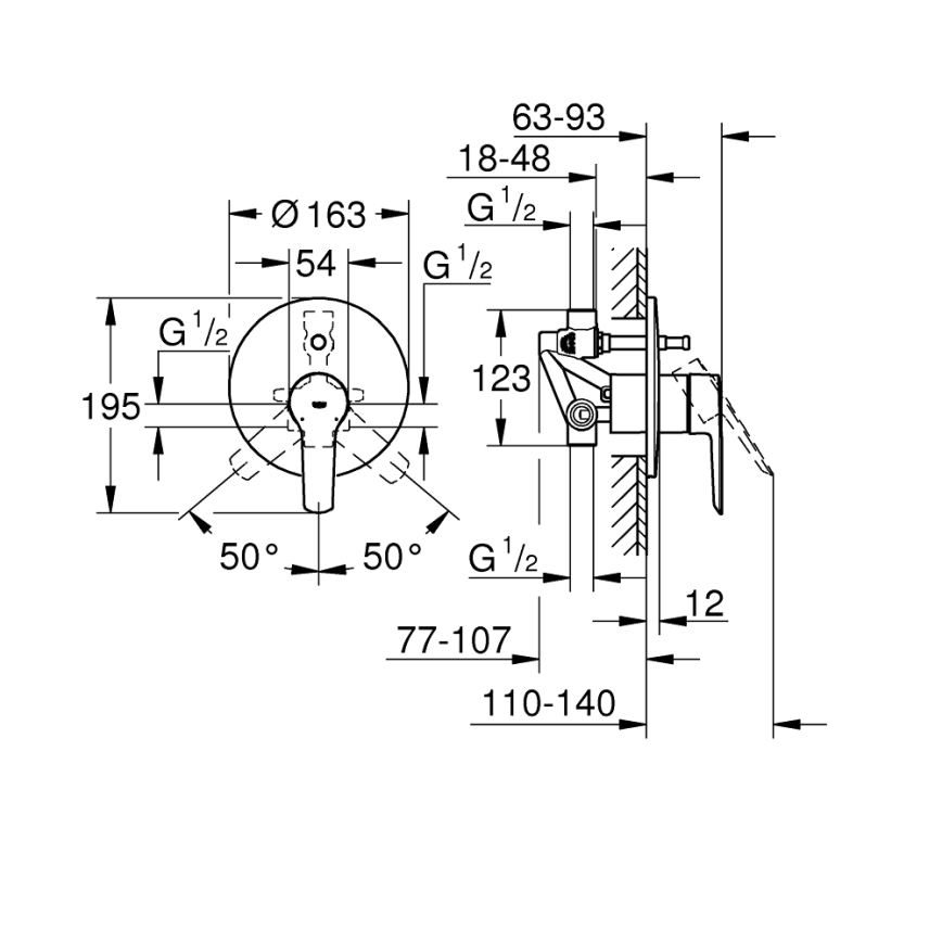 GROHE 23558002 - Vaňová batéria START lesklý chróm