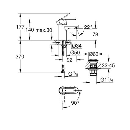 GROHE 23586LS0 - Umývadlová batéria GET veľkosť S biela