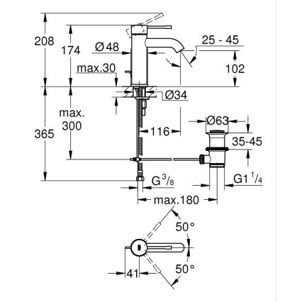 GROHE 23589DL1 - Umývadlová batéria ESSENCE veľkosť S bronzová