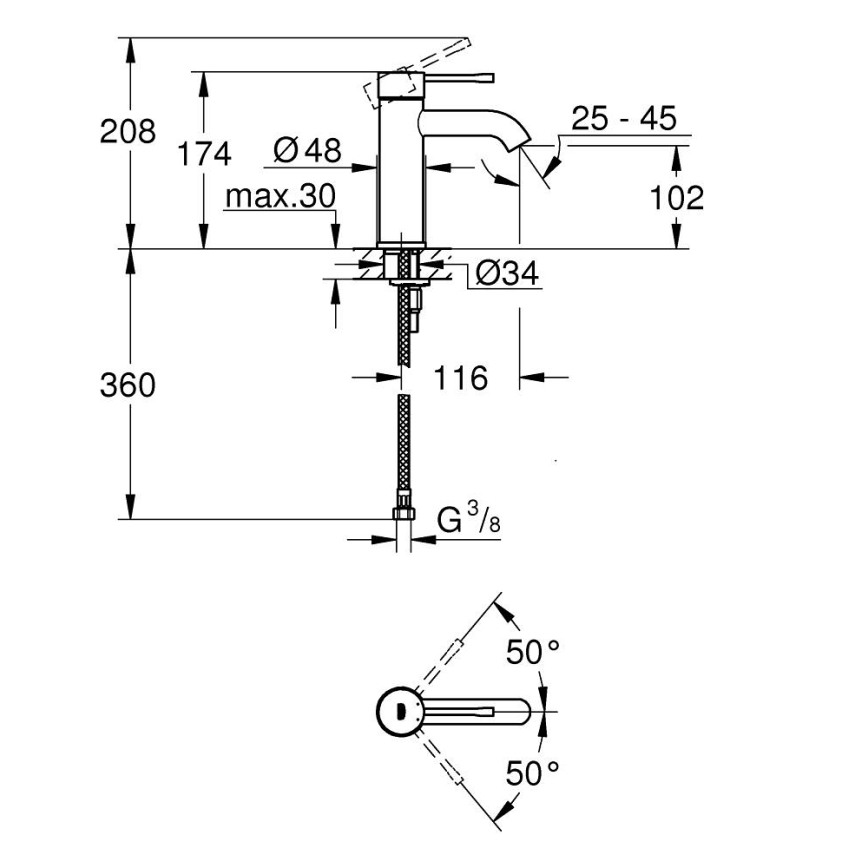 GROHE 23590DA1 - Umývadlová batéria ESSENCE DN 15 medená