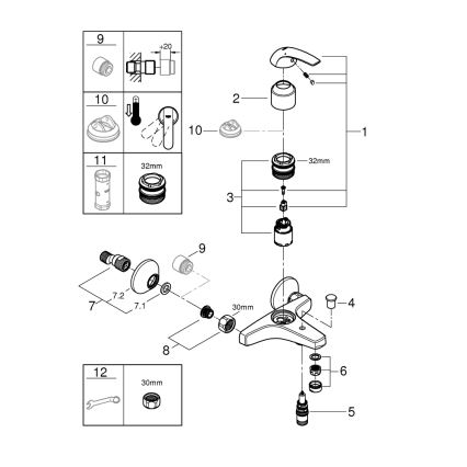 GROHE 23599000 - Vaňová batéria EUROSMART DN 15 lesklý chróm