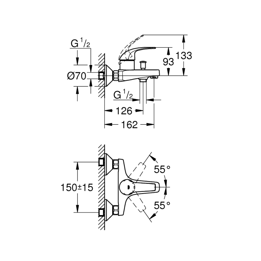 GROHE 23599000 - Vaňová batéria EUROSMART DN 15 lesklý chróm