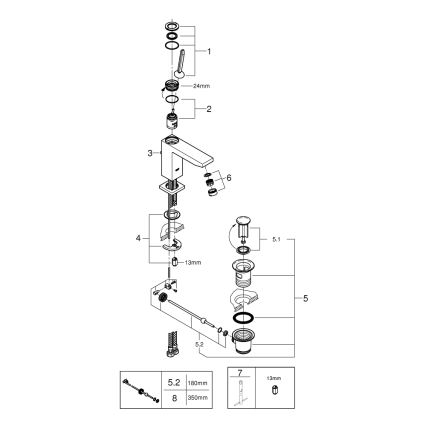 GROHE 23657000 - Umývadlová batéria EUROCUBE JOY, veľkosť M, lesklý chróm