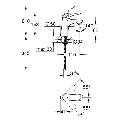 GROHE 23715003 - Umývadlová batéria EUROSTYLE veľkosť S lesklý chróm