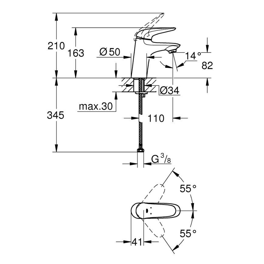 GROHE 23715003 - Umývadlová batéria EUROSTYLE veľkosť S lesklý chróm