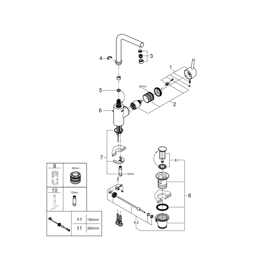 GROHE 23739002 - Umývadlová batéria CONCETTO 291 mm lesklý chróm