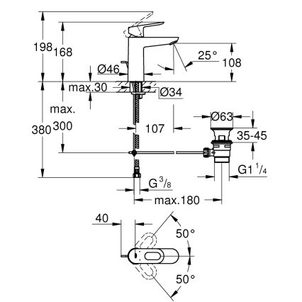 GROHE 23762000 - Umývadlová batéria BAULOOP DN 15 lesklý chróm