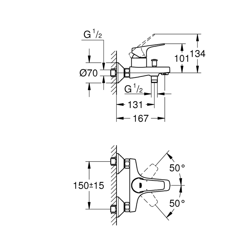 GROHE 23772000 - Vaňová batéria START FLOW 150 mm lesklý chróm