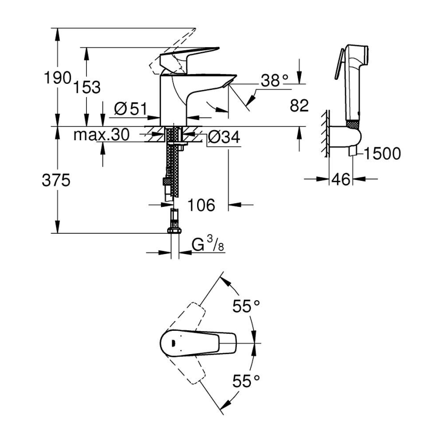 GROHE 23773001 - Umývadlová batéria START EDGE veľkosť S lesklý chróm