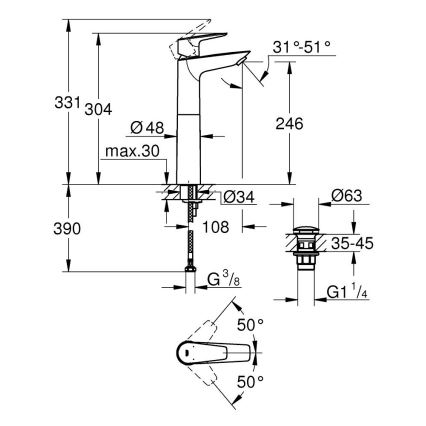 GROHE 23777001 - Umývadlová batéria START EDGE veľkosť XL lesklý chróm