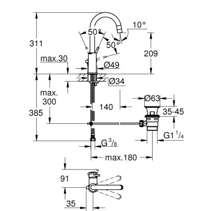 GROHE 23783000 - Umývadlová batéria START CLASSIC 311 mm lesklý chróm