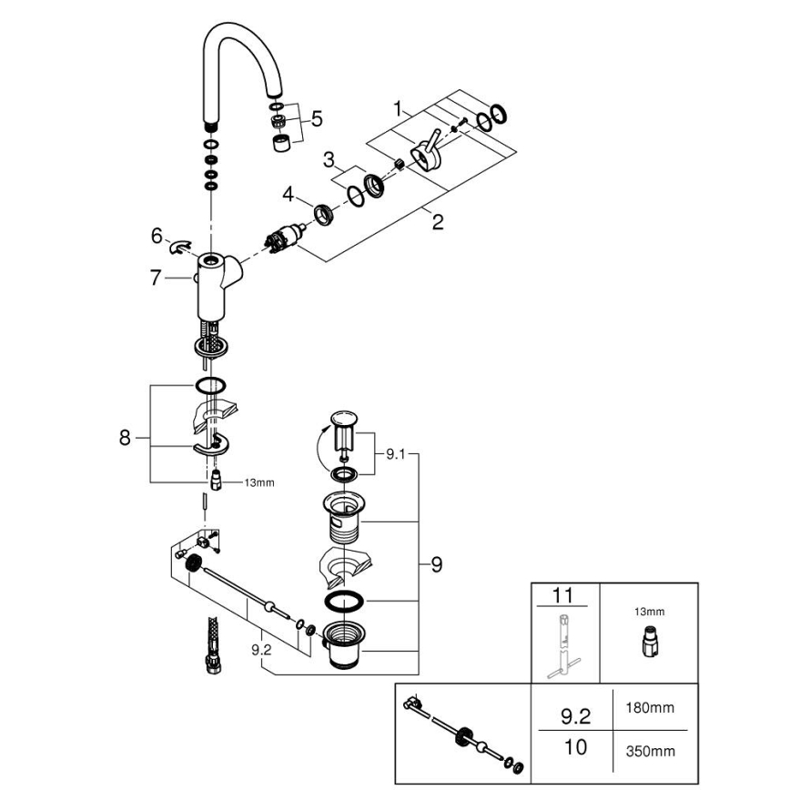 GROHE 23783000 - Umývadlová batéria START CLASSIC 311 mm lesklý chróm