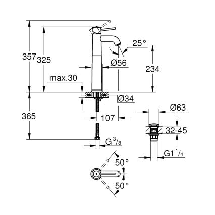 GROHE 23784000 - Umývadlová batéria START CLASSIC 357 mm lesklý chróm