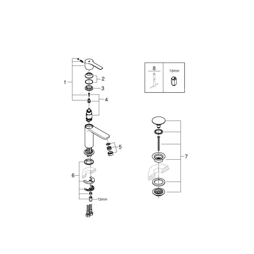 GROHE 23791001 - Umývadlová batéria LINEARE XS, lesklý chróm