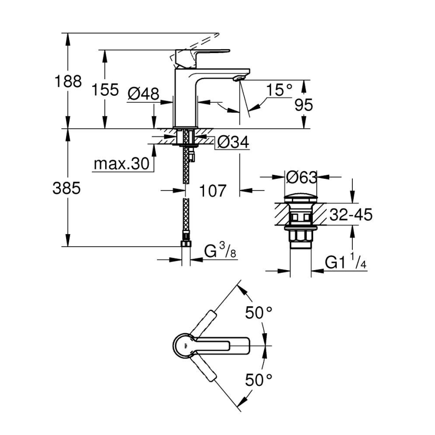 GROHE 23791001 - Umývadlová batéria LINEARE XS, lesklý chróm