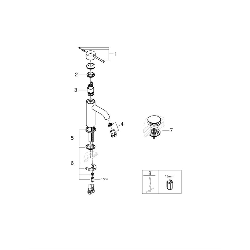 GROHE 23797001 - Umývadlová batéria ESSENCE, veľkosť S, lesklý chróm