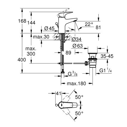 GROHE 23809000 - Umývadlová batéria START FLOW DN 15 lesklý chróm