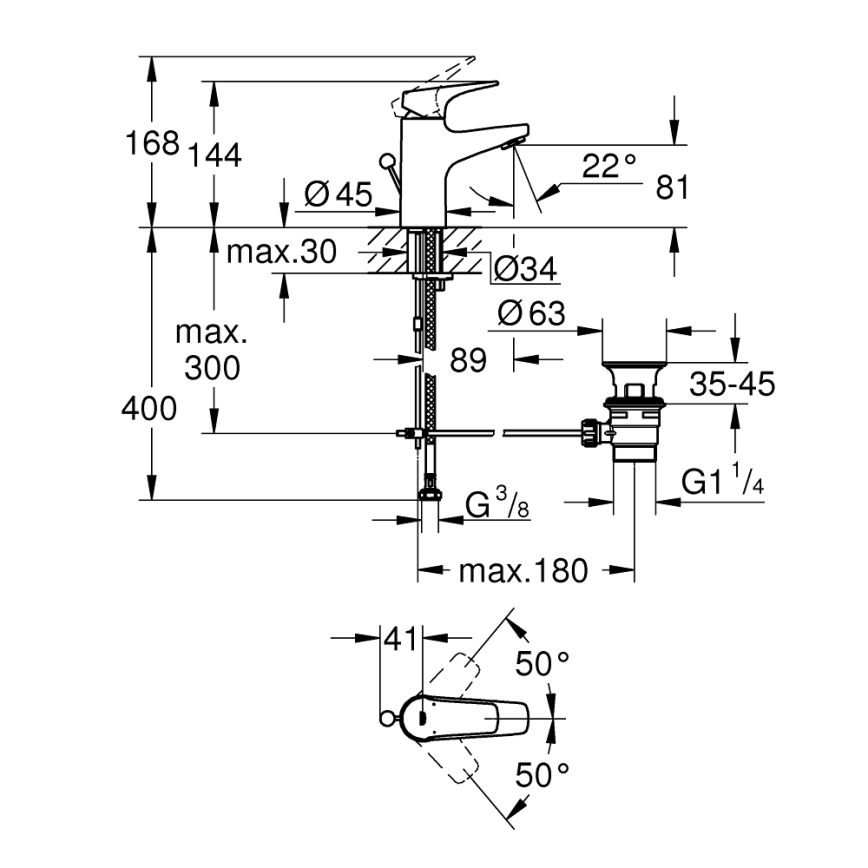GROHE 23809000 - Umývadlová batéria START FLOW DN 15 lesklý chróm