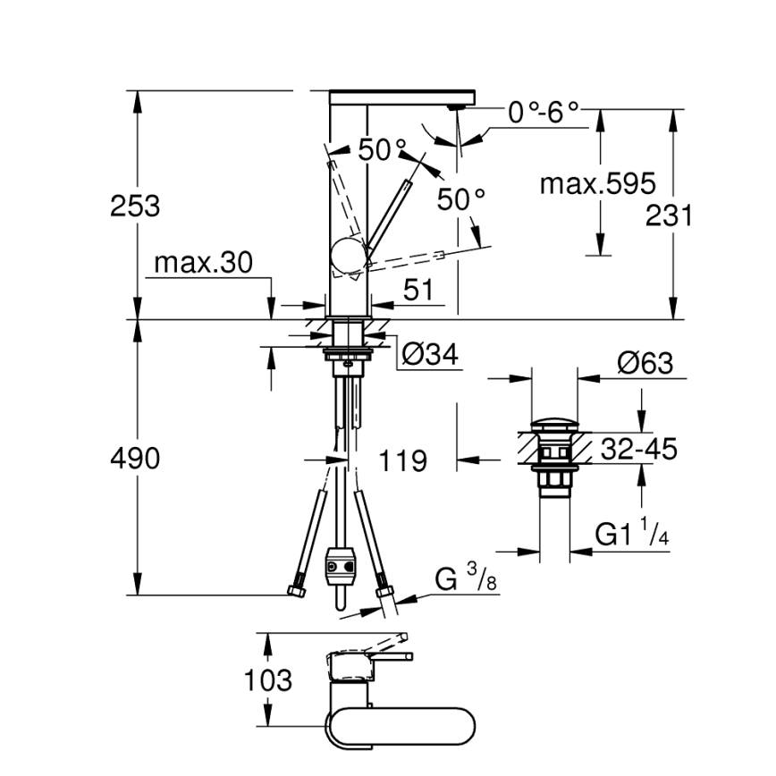 GROHE 23844003 - Umývadlová batéria PLUS veľkosť L lesklý chróm