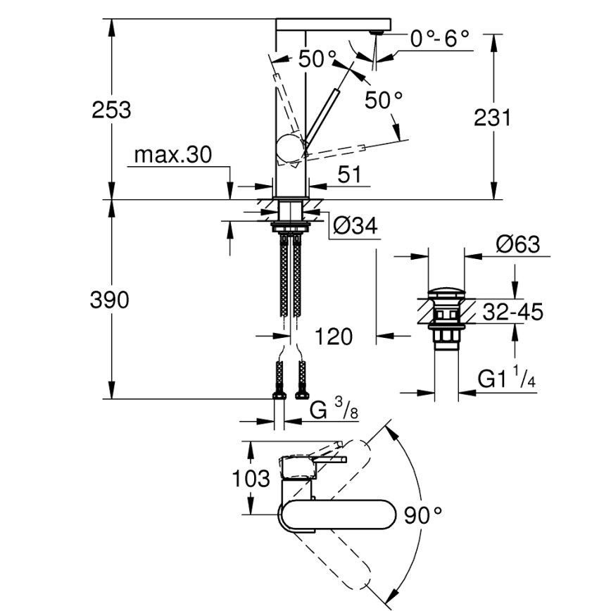 GROHE 23873003 - Umývadlová batéria PLUS veľkosť L lesklý chróm