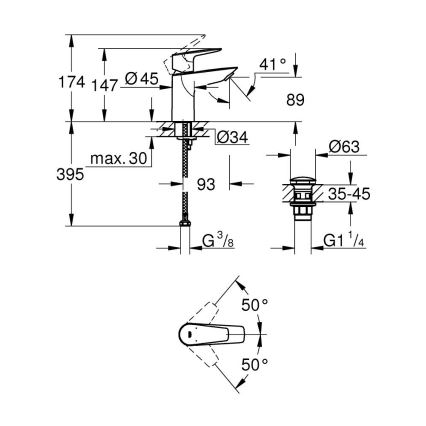 GROHE 23898001 - Umývadlová batéria START EDGE, lesklý chróm