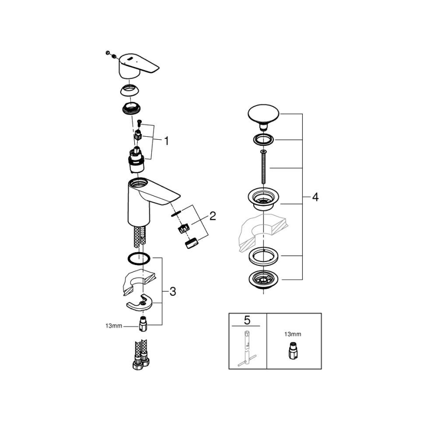 GROHE 23900001 - Umývadlová batéria START EDGE, veľkosť S, lesklý chróm