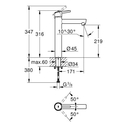 GROHE 23920001 - Umývadlová batéria CONCETTO veľkosť XL lesklý chróm