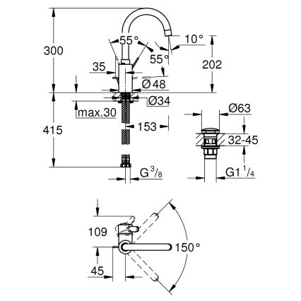 GROHE 23933001 - Umývadlová batéria EUROSMART COSMOPOLITAN veľkosť L chróm