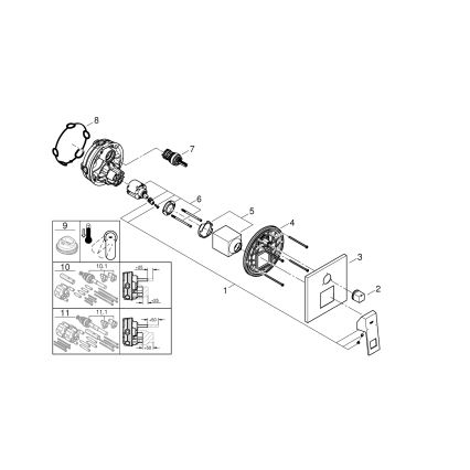 GROHE 24094000 - Batéria EUROCUBE s trojcestným prepínačom, lesklý chróm