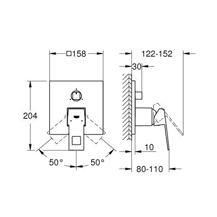 GROHE 24094000 - Batéria EUROCUBE s trojcestným prepínačom, lesklý chróm
