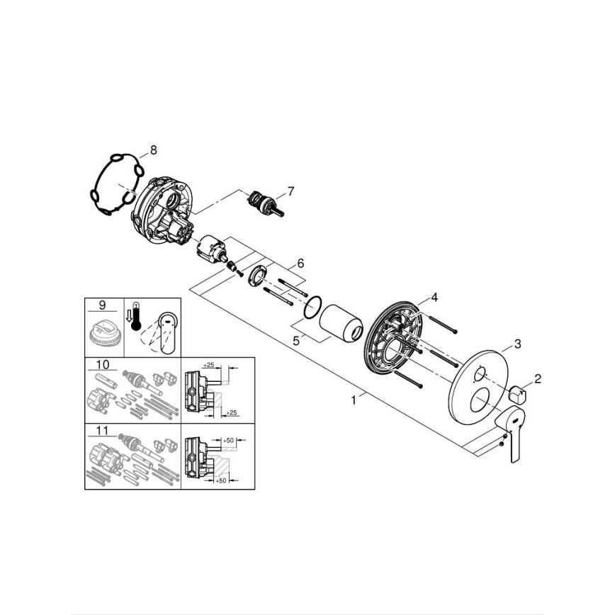 GROHE 24095001 - Batéria LINEARE lesklý chróm