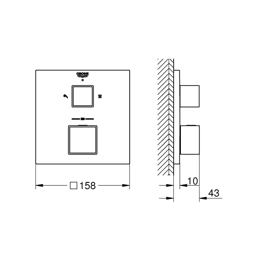 GROHE 24154000 - Termostatická batéria GROHTHERM CUBE lesklý chróm