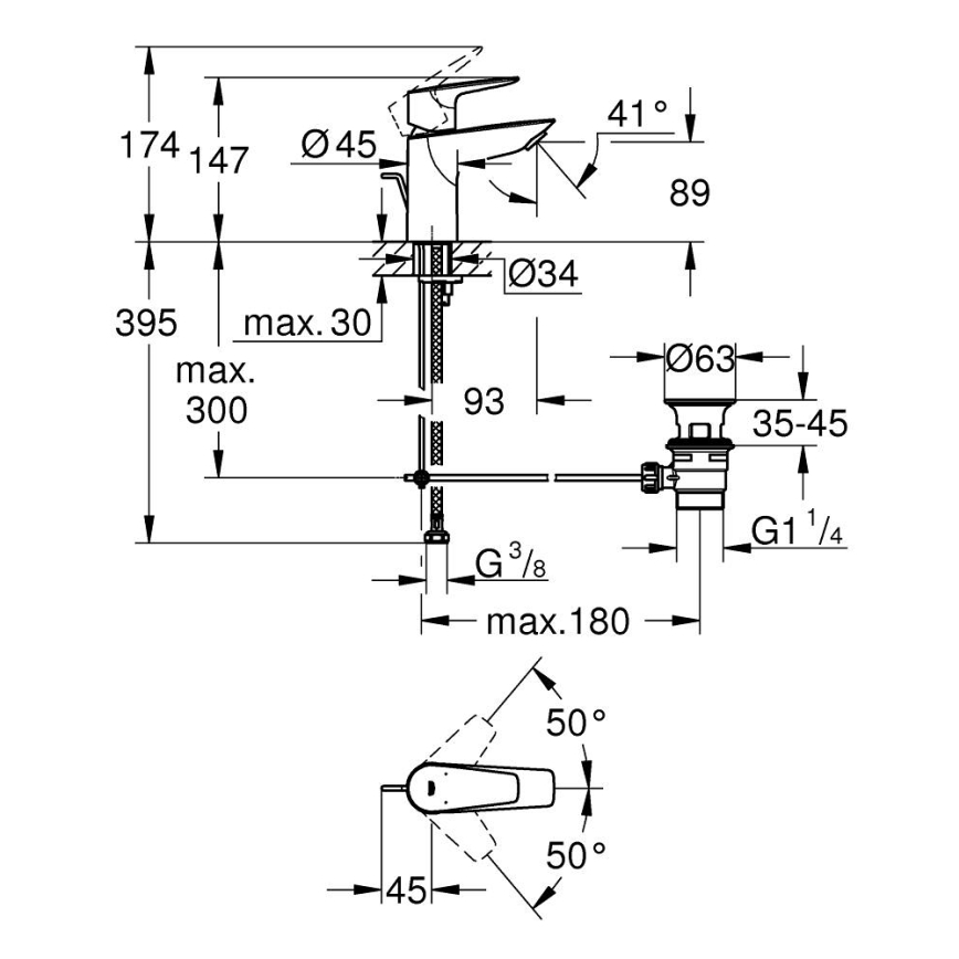 GROHE 24196001 - Umývadlová batéria START veľkosť S lesklý chróm
