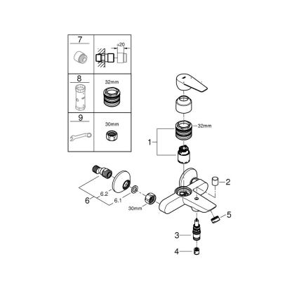 GROHE 24198001 - Vaňová batéria DN 15, lesklý chróm