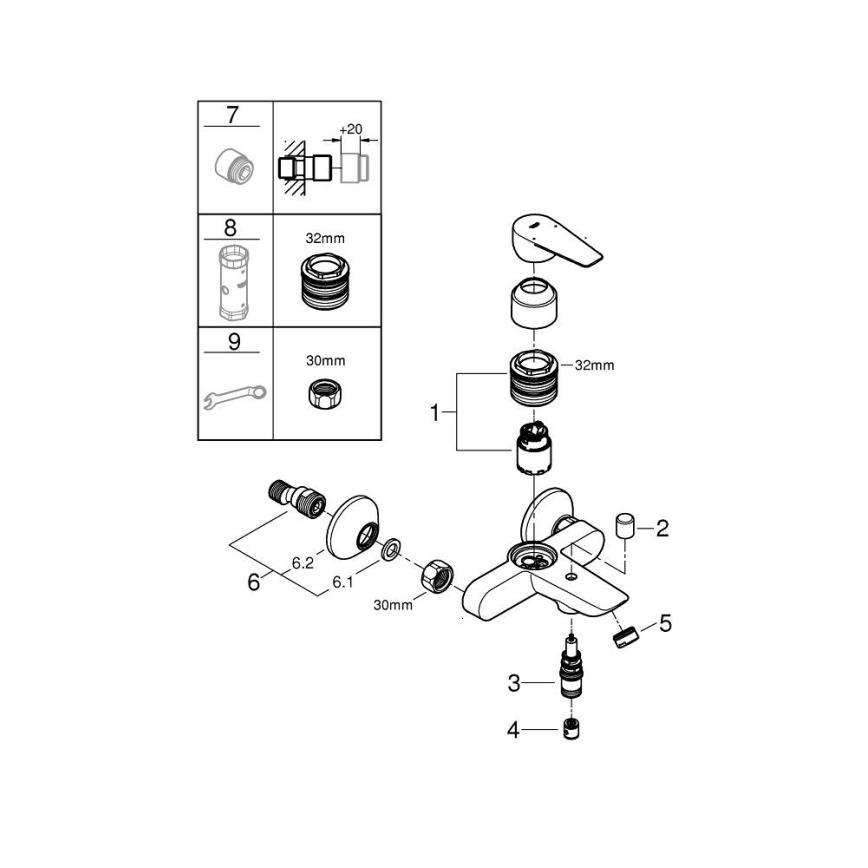 GROHE 24198001 - Vaňová batéria DN 15, lesklý chróm