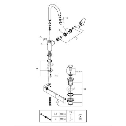 GROHE 24201001 - Umývadlová batéria DN 15, veľkosť L, lesklý chróm