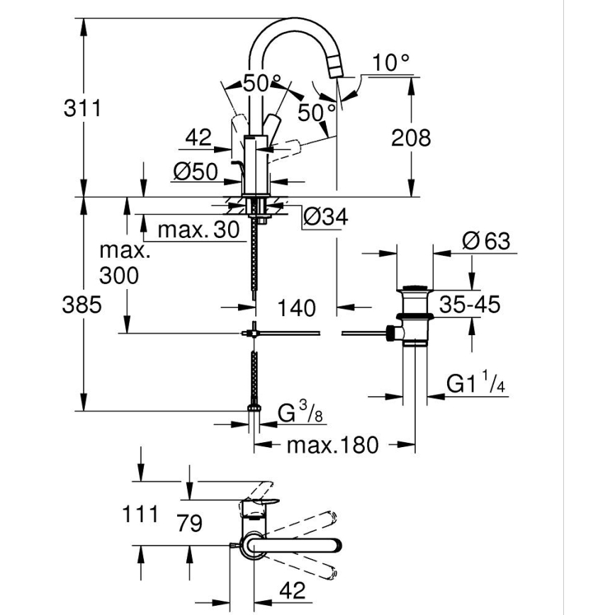 GROHE 24203002 - Umývadlová batéria START veľkosť L lesklý chróm