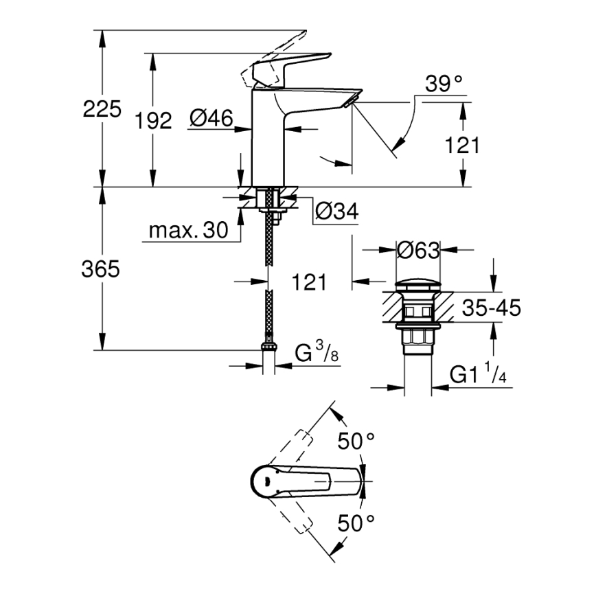 GROHE 242042432 - Umývadlová batéria START veľkosť M čierna