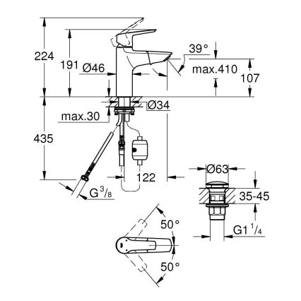 GROHE 24205003 - Umývadlová batéria START DN 15, veľkosť M, lesklý chróm