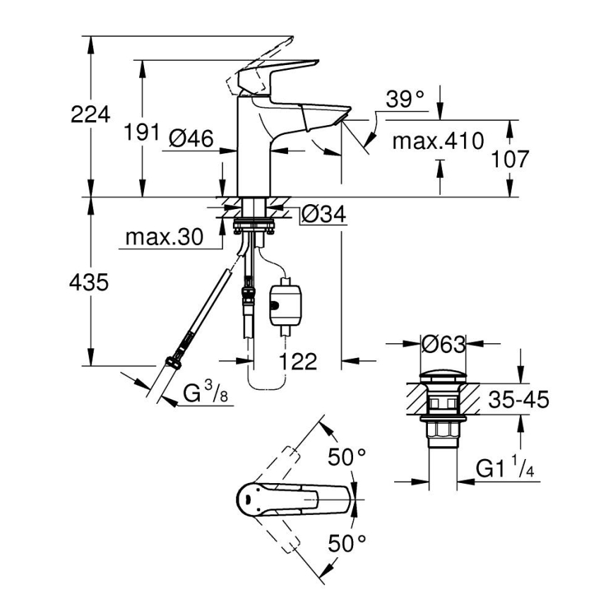 GROHE 24205003 - Umývadlová batéria START DN 15, veľkosť M, lesklý chróm