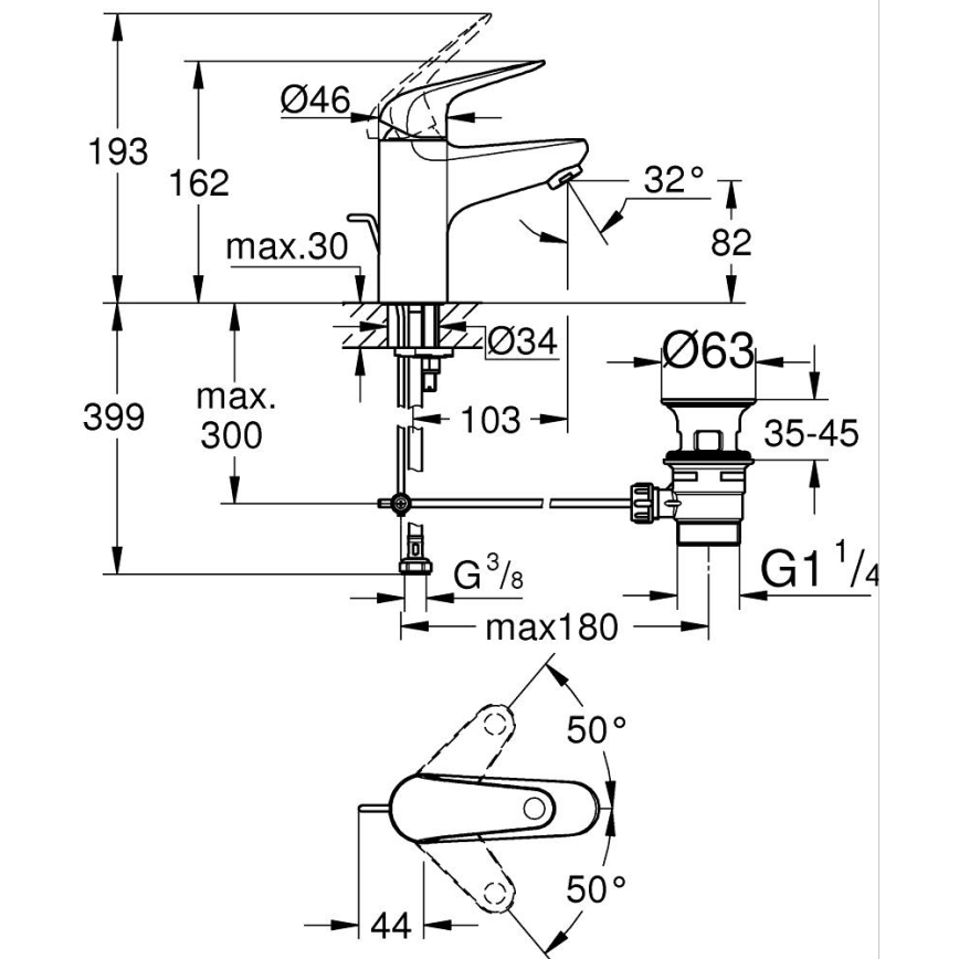 GROHE 24316001 - Umývadlová batéria SWIFT DN 15, lesklý chróm