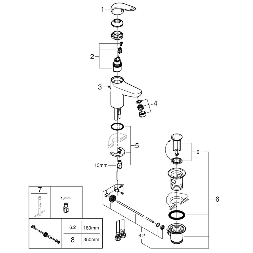 GROHE 24316001 - Umývadlová batéria SWIFT DN 15, lesklý chróm