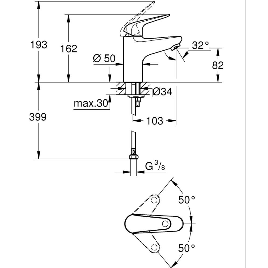 GROHE 24317001 - Umývadlová batéria SWIFT 162 mm lesklý chróm
