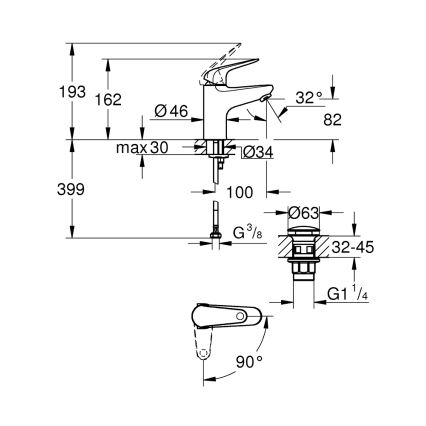 GROHE 24323001 - Umývadlová batéria SWIFT DN 15 lesklý chróm