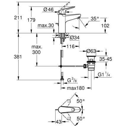 GROHE 24325001 - Umývadlová batéria SWIFT DN 15 veľkosť M lesklý chróm