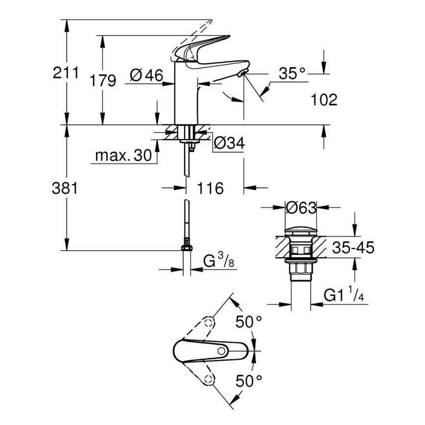 GROHE 24326001 - Umývadlová batéria SWIFT DN 15 veľkosť M lesklý chróm