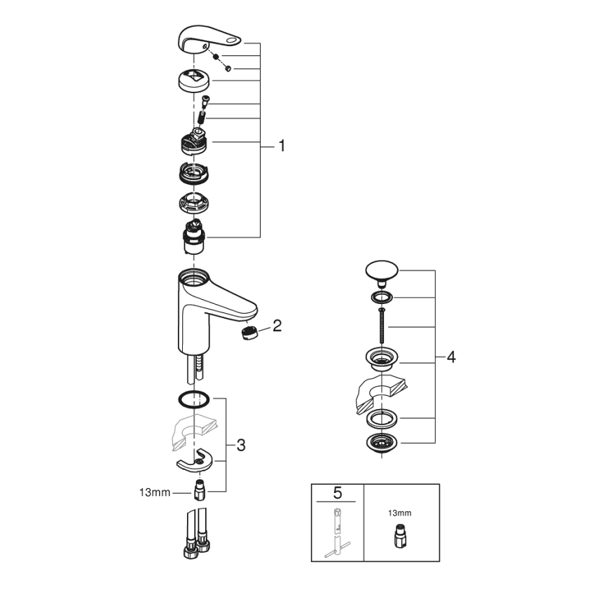 GROHE 24327001 - Umývadlová batéria SWIFT, veľkosť M, lesklý chróm