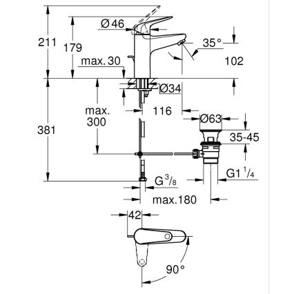GROHE 24328001 - Umývadlová batéria SWIFT 179 mm lesklý chróm